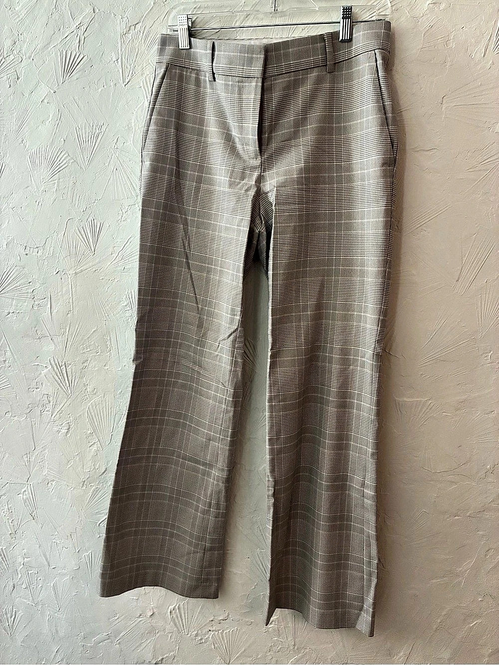 Plaid Wide-Leg Pants in Gray & White